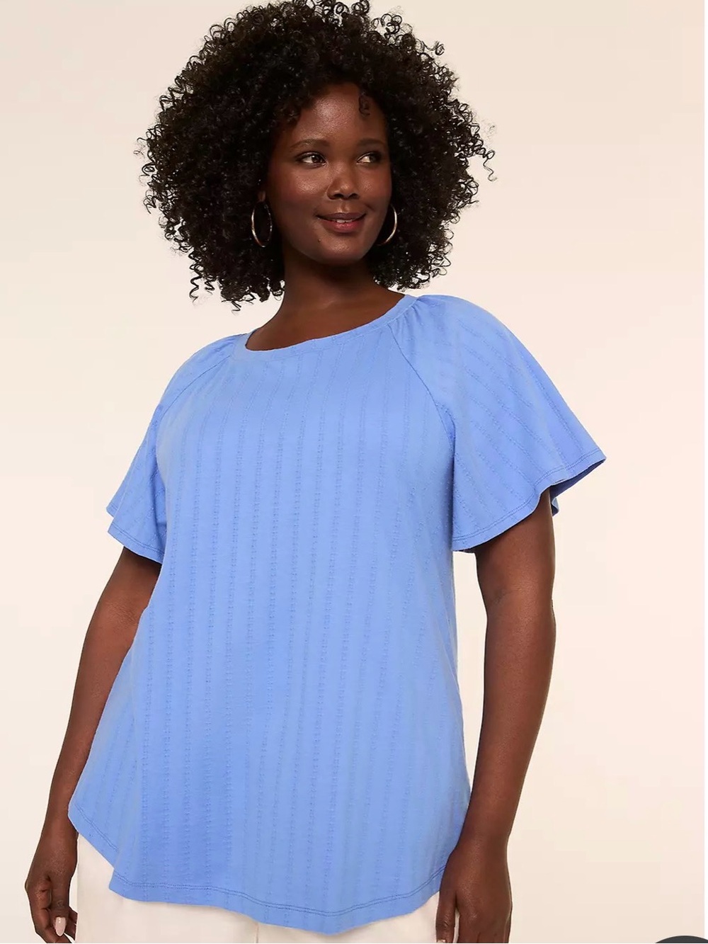 Lane Bryant Women’s Flutter-Sleeve Top in Light Blue nwt size 14-16